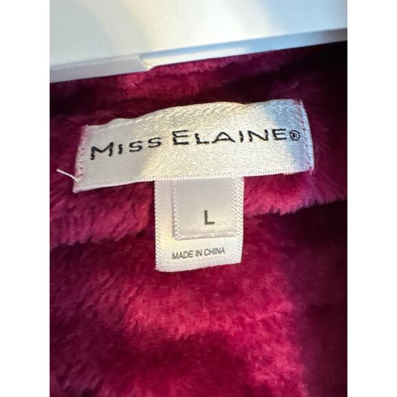 Brand New Miss Elaine Women's Large Wine Pink Red Plus Teddy Robe Sleepwear - Picture 7 of 8